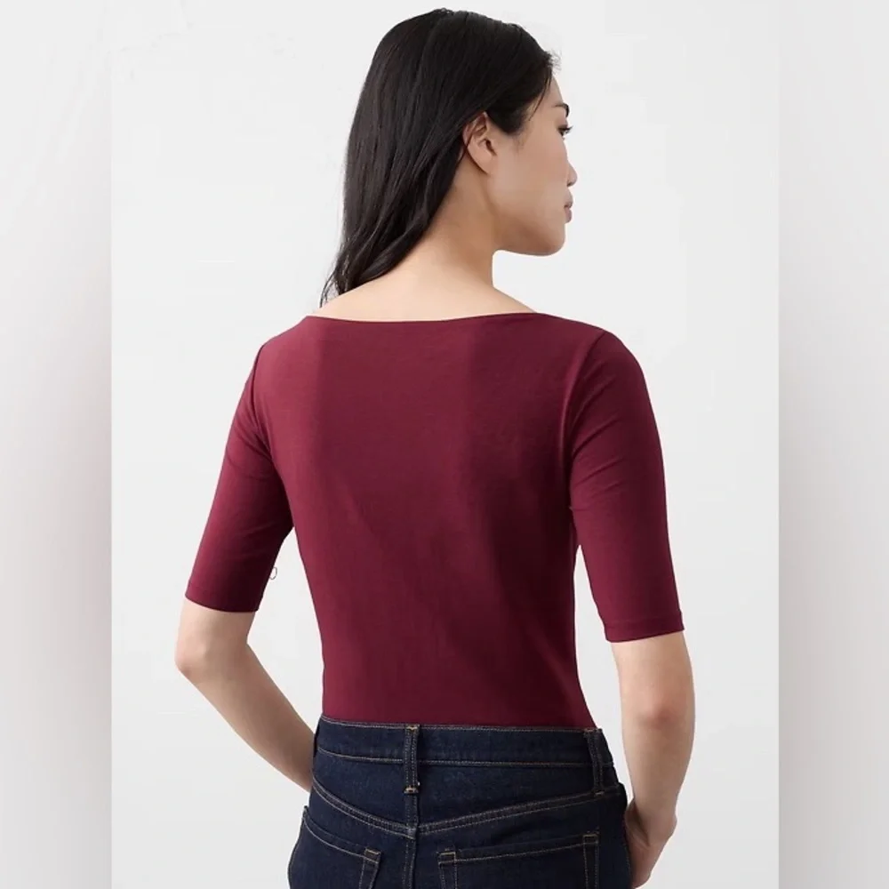 NWT Banana Republic Soft Stretch Elbow Sleeve Top Red Size S - Picture 12 of 12